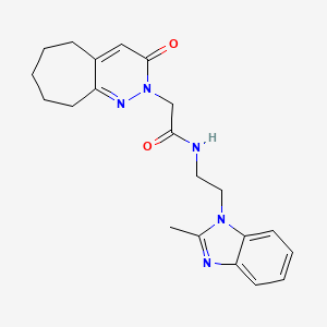 molecular formula C21H25N5O2 B11241970 N-[2-(2-methyl-1H-benzimidazol-1-yl)ethyl]-2-(3-oxo-3,5,6,7,8,9-hexahydro-2H-cyclohepta[c]pyridazin-2-yl)acetamide 