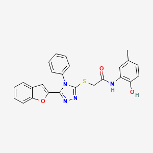 molecular formula C25H20N4O3S B11241978 2-{[5-(1-benzofuran-2-yl)-4-phenyl-4H-1,2,4-triazol-3-yl]sulfanyl}-N-(2-hydroxy-5-methylphenyl)acetamide 