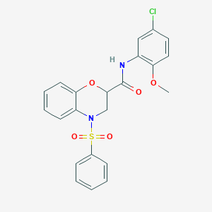 N-(5-chloro-2-methoxyphenyl)-4-(phenylsulfonyl)-3,4-dihydro-2H-1,4-benzoxazine-2-carboxamide