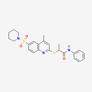 2-{[4-Methyl-6-(piperidine-1-sulfonyl)quinolin-2-YL]sulfanyl}-N-phenylpropanamide