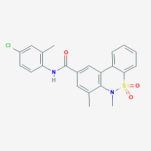 molecular formula C22H19ClN2O3S B11242010 N-(4-chloro-2-methylphenyl)-6,7-dimethyl-6H-dibenzo[c,e][1,2]thiazine-9-carboxamide 5,5-dioxide 