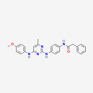 molecular formula C26H25N5O2 B11242024 N-(4-((4-((4-methoxyphenyl)amino)-6-methylpyrimidin-2-yl)amino)phenyl)-2-phenylacetamide 