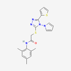 2-{[4-(1H-pyrrol-1-yl)-5-(thiophen-2-yl)-4H-1,2,4-triazol-3-yl]sulfanyl}-N-(2,4,6-trimethylphenyl)acetamide