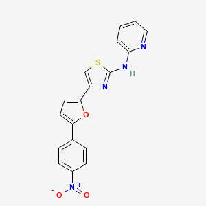 molecular formula C18H12N4O3S B11242042 N-{4-[5-(4-nitrophenyl)furan-2-yl]-1,3-thiazol-2-yl}pyridin-2-amine 