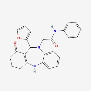 molecular formula C25H23N3O3 B11242043 2-[11-(2-furyl)-1-hydroxy-2,3,4,11-tetrahydro-10H-dibenzo[b,e][1,4]diazepin-10-yl]-N-phenylacetamide 