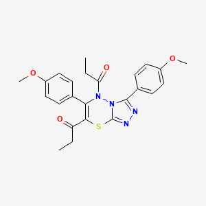 1,1'-[3,6-bis(4-methoxyphenyl)-5H-[1,2,4]triazolo[3,4-b][1,3,4]thiadiazine-5,7-diyl]dipropan-1-one