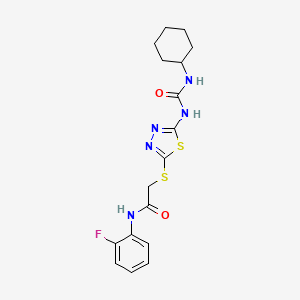 2-({5-[(Cyclohexylcarbamoyl)amino]-1,3,4-thiadiazol-2-YL}sulfanyl)-N-(2-fluorophenyl)acetamide