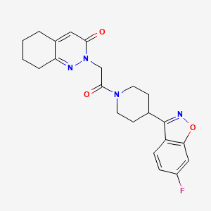 molecular formula C22H23FN4O3 B11242089 2-{2-[4-(6-fluoro-1,2-benzoxazol-3-yl)piperidin-1-yl]-2-oxoethyl}-5,6,7,8-tetrahydrocinnolin-3(2H)-one 