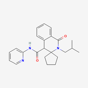 molecular formula C23H27N3O2 B11242103 2'-(2-methylpropyl)-1'-oxo-N-(pyridin-2-yl)-1',4'-dihydro-2'H-spiro[cyclopentane-1,3'-isoquinoline]-4'-carboxamide 