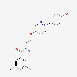 molecular formula C22H23N3O3 B11242152 N-(2-((6-(4-methoxyphenyl)pyridazin-3-yl)oxy)ethyl)-3,5-dimethylbenzamide 