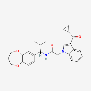 molecular formula C27H30N2O4 B11242161 2-[3-(cyclopropylcarbonyl)-1H-indol-1-yl]-N-[1-(3,4-dihydro-2H-1,5-benzodioxepin-7-yl)-2-methylpropyl]acetamide 