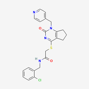 molecular formula C22H21ClN4O2S B11242187 N-(2-chlorobenzyl)-2-((2-oxo-1-(pyridin-4-ylmethyl)-2,5,6,7-tetrahydro-1H-cyclopenta[d]pyrimidin-4-yl)thio)acetamide 