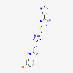 molecular formula C19H16BrN7O2S B11242193 N-(3-bromophenyl)-3-[3-({[5-(pyridin-3-yl)-4H-1,2,4-triazol-3-yl]sulfanyl}methyl)-1,2,4-oxadiazol-5-yl]propanamide 