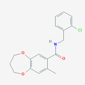 N-(2-chlorobenzyl)-8-methyl-3,4-dihydro-2H-1,5-benzodioxepine-7-carboxamide