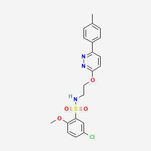 molecular formula C20H20ClN3O4S B11242214 5-chloro-2-methoxy-N-(2-((6-(p-tolyl)pyridazin-3-yl)oxy)ethyl)benzenesulfonamide 