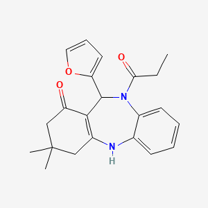 molecular formula C22H24N2O3 B11242232 11-(2-furyl)-3,3-dimethyl-10-propionyl-2,3,4,5,10,11-hexahydro-1H-dibenzo[b,e][1,4]diazepin-1-one 