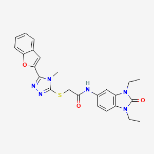 2-{[5-(1-benzofuran-2-yl)-4-methyl-4H-1,2,4-triazol-3-yl]sulfanyl}-N-(1,3-diethyl-2-oxo-2,3-dihydro-1H-benzimidazol-5-yl)acetamide