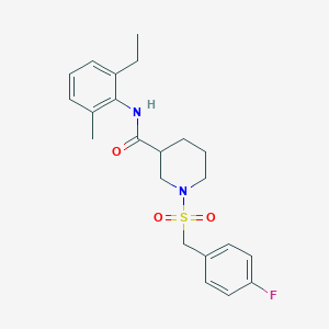 molecular formula C22H27FN2O3S B11242254 N-(2-ethyl-6-methylphenyl)-1-[(4-fluorobenzyl)sulfonyl]piperidine-3-carboxamide 