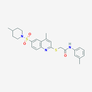 2-({4-methyl-6-[(4-methylpiperidin-1-yl)sulfonyl]quinolin-2-yl}sulfanyl)-N-(3-methylphenyl)acetamide