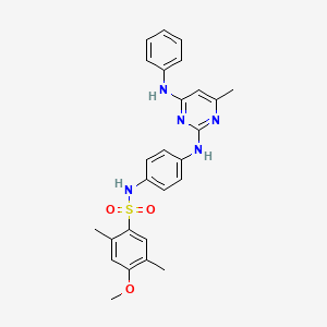 molecular formula C26H27N5O3S B11242275 4-methoxy-2,5-dimethyl-N-(4-((4-methyl-6-(phenylamino)pyrimidin-2-yl)amino)phenyl)benzenesulfonamide 