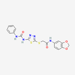 N-(benzo[d][1,3]dioxol-5-yl)-2-((5-(3-phenylureido)-1,3,4-thiadiazol-2-yl)thio)acetamide