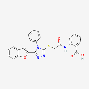 molecular formula C25H18N4O4S B11242378 2-[({[5-(1-benzofuran-2-yl)-4-phenyl-4H-1,2,4-triazol-3-yl]sulfanyl}acetyl)amino]benzoic acid 