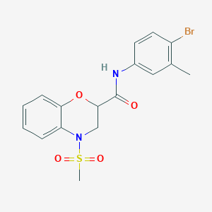 molecular formula C17H17BrN2O4S B11242417 N-(4-bromo-3-methylphenyl)-4-(methylsulfonyl)-3,4-dihydro-2H-1,4-benzoxazine-2-carboxamide 