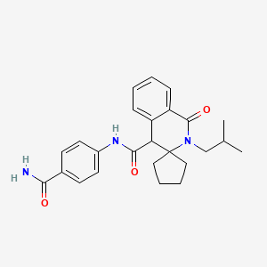 molecular formula C25H29N3O3 B11242421 {N}-[4-(aminocarbonyl)phenyl]-2'-isobutyl-1'-oxo-1',4'-dihydro-2'{H}-spiro[cyclopentane-1,3'-isoquinoline]-4'-carboxamide 