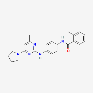 molecular formula C23H25N5O B11242438 2-Methyl-N-(4-{[4-methyl-6-(pyrrolidin-1-YL)pyrimidin-2-YL]amino}phenyl)benzamide 