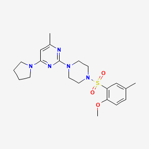 2-(4-((2-Methoxy-5-methylphenyl)sulfonyl)piperazin-1-yl)-4-methyl-6-(pyrrolidin-1-yl)pyrimidine