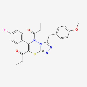 1-[6-(4-Fluorophenyl)-3-[(4-methoxyphenyl)methyl]-7-propanoyl-5H-[1,2,4]triazolo[3,4-B][1,3,4]thiadiazin-5-YL]propan-1-one