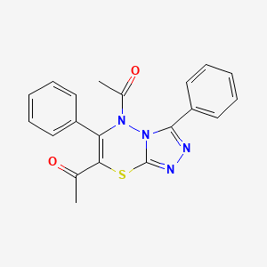 molecular formula C20H16N4O2S B11242533 1,1'-(3,6-diphenyl-5H-[1,2,4]triazolo[3,4-b][1,3,4]thiadiazine-5,7-diyl)diethanone 