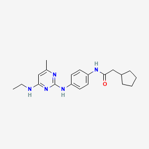 molecular formula C20H27N5O B11242539 2-cyclopentyl-N-(4-{[4-(ethylamino)-6-methylpyrimidin-2-yl]amino}phenyl)acetamide 