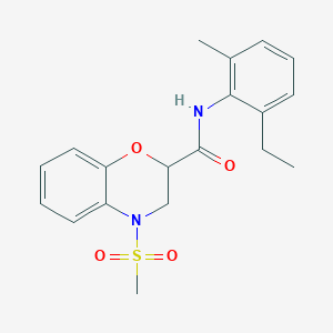 molecular formula C19H22N2O4S B11242561 N-(2-ethyl-6-methylphenyl)-4-(methylsulfonyl)-3,4-dihydro-2H-1,4-benzoxazine-2-carboxamide 