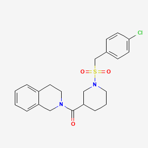 molecular formula C22H25ClN2O3S B11242572 {1-[(4-chlorobenzyl)sulfonyl]piperidin-3-yl}(3,4-dihydroisoquinolin-2(1H)-yl)methanone 