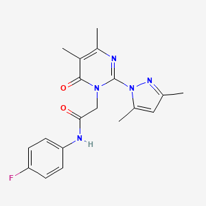 molecular formula C19H20FN5O2 B11242589 2-(2-(3,5-dimethyl-1H-pyrazol-1-yl)-4,5-dimethyl-6-oxopyrimidin-1(6H)-yl)-N-(4-fluorophenyl)acetamide 