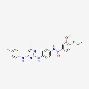 3,4-diethoxy-N-(4-((4-methyl-6-(p-tolylamino)pyrimidin-2-yl)amino)phenyl)benzamide