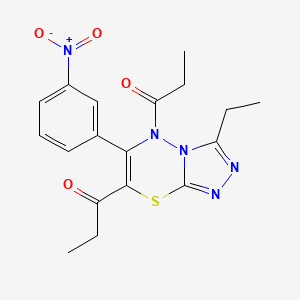 1,1'-[3-ethyl-6-(3-nitrophenyl)-5H-[1,2,4]triazolo[3,4-b][1,3,4]thiadiazine-5,7-diyl]dipropan-1-one