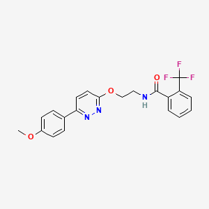 molecular formula C21H18F3N3O3 B11242690 N-(2-{[6-(4-methoxyphenyl)pyridazin-3-yl]oxy}ethyl)-2-(trifluoromethyl)benzamide 