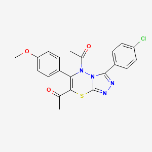 1,1'-[3-(4-chlorophenyl)-6-(4-methoxyphenyl)-5H-[1,2,4]triazolo[3,4-b][1,3,4]thiadiazine-5,7-diyl]diethanone