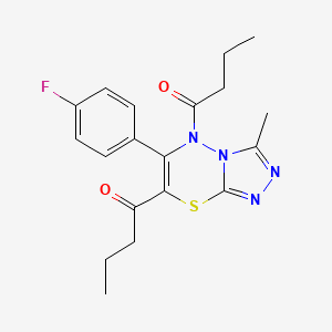 molecular formula C19H21FN4O2S B11242767 1,1'-[6-(4-fluorophenyl)-3-methyl-5H-[1,2,4]triazolo[3,4-b][1,3,4]thiadiazine-5,7-diyl]dibutan-1-one 