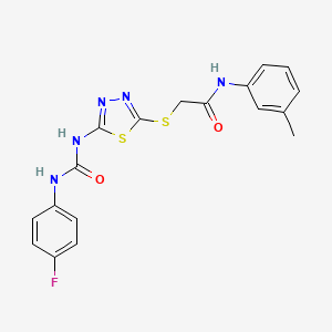 molecular formula C18H16FN5O2S2 B11242781 2-((5-(3-(4-fluorophenyl)ureido)-1,3,4-thiadiazol-2-yl)thio)-N-(m-tolyl)acetamide 