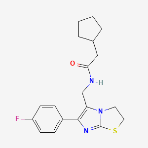 molecular formula C19H22FN3OS B11242789 2-cyclopentyl-N-((6-(4-fluorophenyl)-2,3-dihydroimidazo[2,1-b]thiazol-5-yl)methyl)acetamide 