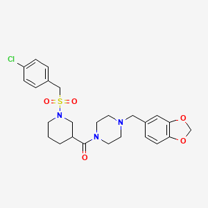 molecular formula C25H30ClN3O5S B11242818 [4-(1,3-Benzodioxol-5-ylmethyl)piperazin-1-yl]{1-[(4-chlorobenzyl)sulfonyl]piperidin-3-yl}methanone 