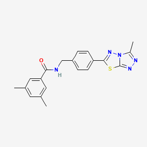 molecular formula C20H19N5OS B11242820 3,5-dimethyl-N-[4-(3-methyl[1,2,4]triazolo[3,4-b][1,3,4]thiadiazol-6-yl)benzyl]benzamide 