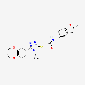 2-{[4-cyclopropyl-5-(3,4-dihydro-2H-1,5-benzodioxepin-7-yl)-4H-1,2,4-triazol-3-yl]sulfanyl}-N-[(2-methyl-2,3-dihydro-1-benzofuran-5-yl)methyl]acetamide