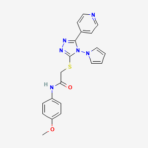 molecular formula C20H18N6O2S B11242861 N-(4-methoxyphenyl)-2-{[5-(pyridin-4-yl)-4-(1H-pyrrol-1-yl)-4H-1,2,4-triazol-3-yl]sulfanyl}acetamide 