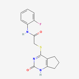 N-(2-Fluorophenyl)-2-({2-oxo-1H,2H,5H,6H,7H-cyclopenta[D]pyrimidin-4-YL}sulfanyl)acetamide