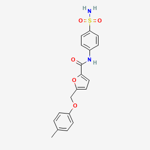 molecular formula C19H18N2O5S B11242899 5-[(4-methylphenoxy)methyl]-N-(4-sulfamoylphenyl)furan-2-carboxamide 