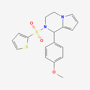 molecular formula C18H18N2O3S2 B11242906 1-(4-Methoxyphenyl)-2-(thiophen-2-ylsulfonyl)-1,2,3,4-tetrahydropyrrolo[1,2-a]pyrazine 